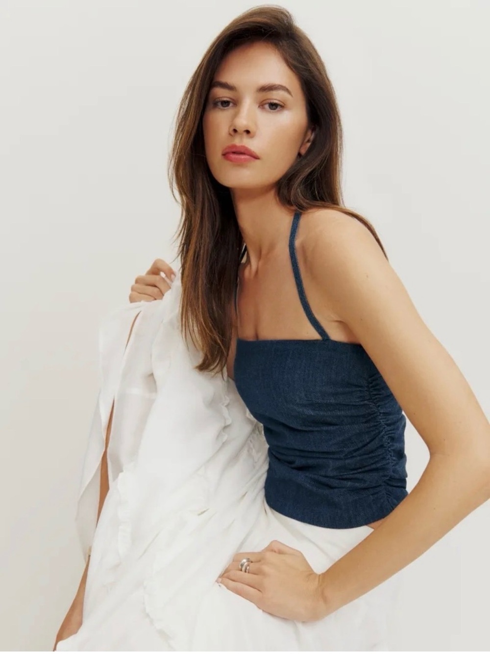 NWT reformation Irene denim halter - size 4